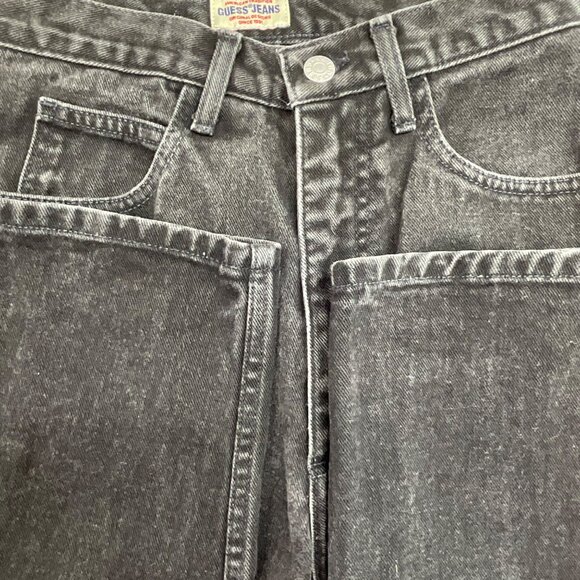 Vintage Guess Jeans Black Wash High Rise Tapered Leg Denim Pants Size 29 - Picture 1 of 8